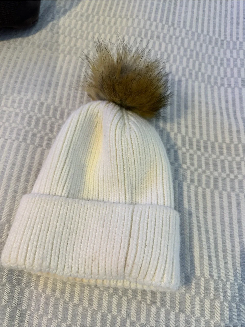 Anthropologie Pick-A-Pom Marled Beanie Base Cream w/Taupe Pom - Picture 7 of 12